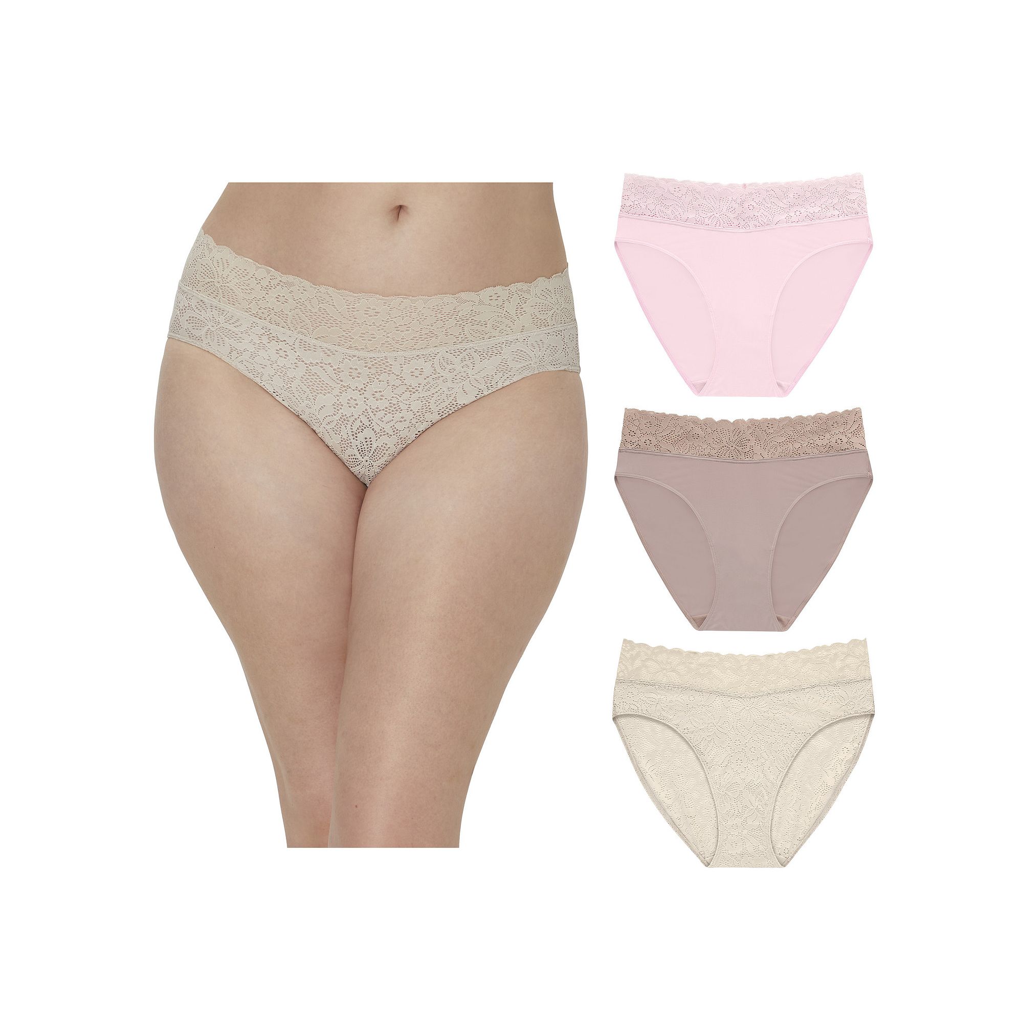Maidenform Womens Perfect Fit Stretch Lace High Leg Underwear, 3-Pack DM3S