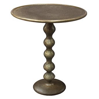 Shae Round Side End Table, Aluminum Cast With Hammered Texture
