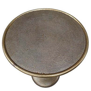 Shae Round Side End Table, Aluminum Cast With Hammered Texture