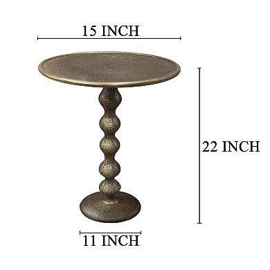 Shae Round Side End Table, Aluminum Cast With Hammered Texture