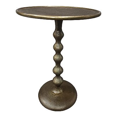 Shae Round Side End Table, Aluminum Cast With Hammered Texture