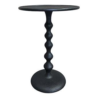 Shae Round Side End Table, Aluminum Cast With Hammered Texture