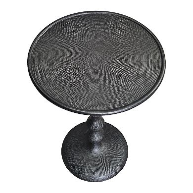 Shae Round Side End Table, Aluminum Cast With Hammered Texture