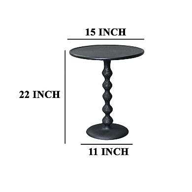 Shae Round Side End Table, Aluminum Cast With Hammered Texture