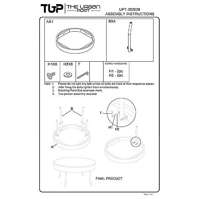 32 Inch Coffee Table, Handcrafted Mango Wood Round Top, Black Metal Angled Legs