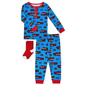 Sleep On It Toddler Boys 2 pc Super Soft Jersey Snug-fit Pajama Set With Matching Socks