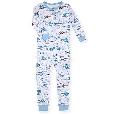 Sleep On It Infant Boys Long Sleeve Soft Snuggle Jersey Zip-Up Coverall Pajama w Blankey Buddy