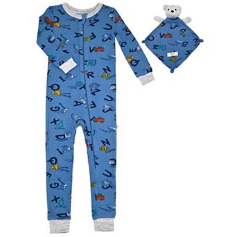 Sleep On It Infant Boys Long Sleeve Soft Snuggle Jersey Zip-Up Coverall w Blankey Buddy