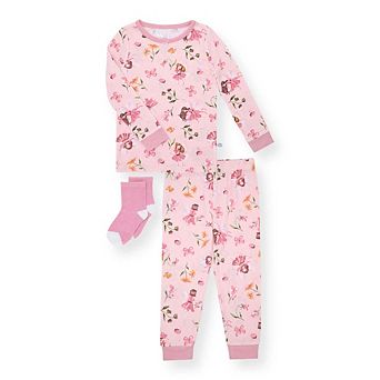 Sleep On It Toddler Girls 2 pc Super Soft Jersey Snug-fit Pajama Set With Matching Socks