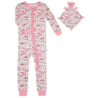 Sleep On It Infant Boys Long Sleeve Soft Snuggle Jersey Zip-up Coverall Pajama With Blankey Buddy