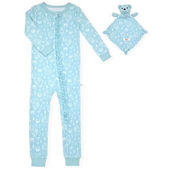Sleep On It Infant Boys Soft Snuggle Jersey Zip-Up Coverall Pajama with Blankey Buddy
