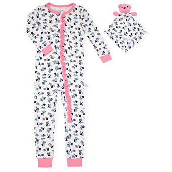 Sleep On It Infant Boys Long Sleeve Soft Snuggle Jersey Zip-Up Coverall w Blankey Buddy