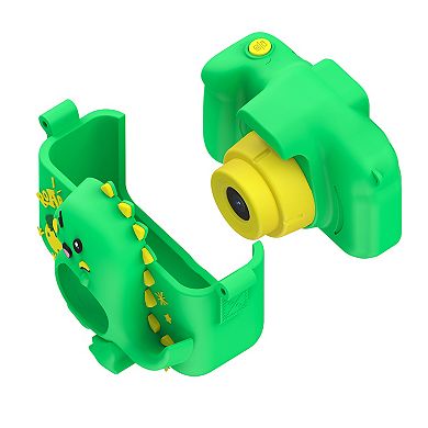 Contixo Kc3 Kids Camera With Silicone Cover, 2" Ips Screen - Durable, Fun, Green Dinosaur Design