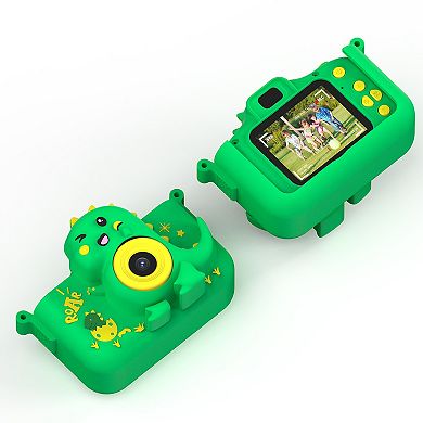 Contixo Kc3 Kids Camera With Silicone Cover, 2" Ips Screen - Durable, Fun, Green Dinosaur Design