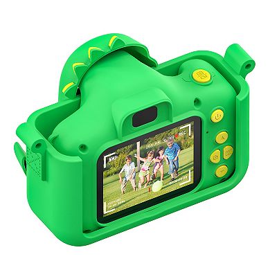 Contixo Kc3 Kids Camera With Silicone Cover, 2" Ips Screen - Durable, Fun, Green Dinosaur Design