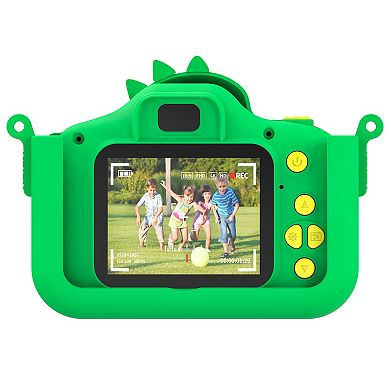 Contixo Kc3 Kids Camera With Silicone Cover, 2" Ips Screen - Durable, Fun, Green Dinosaur Design
