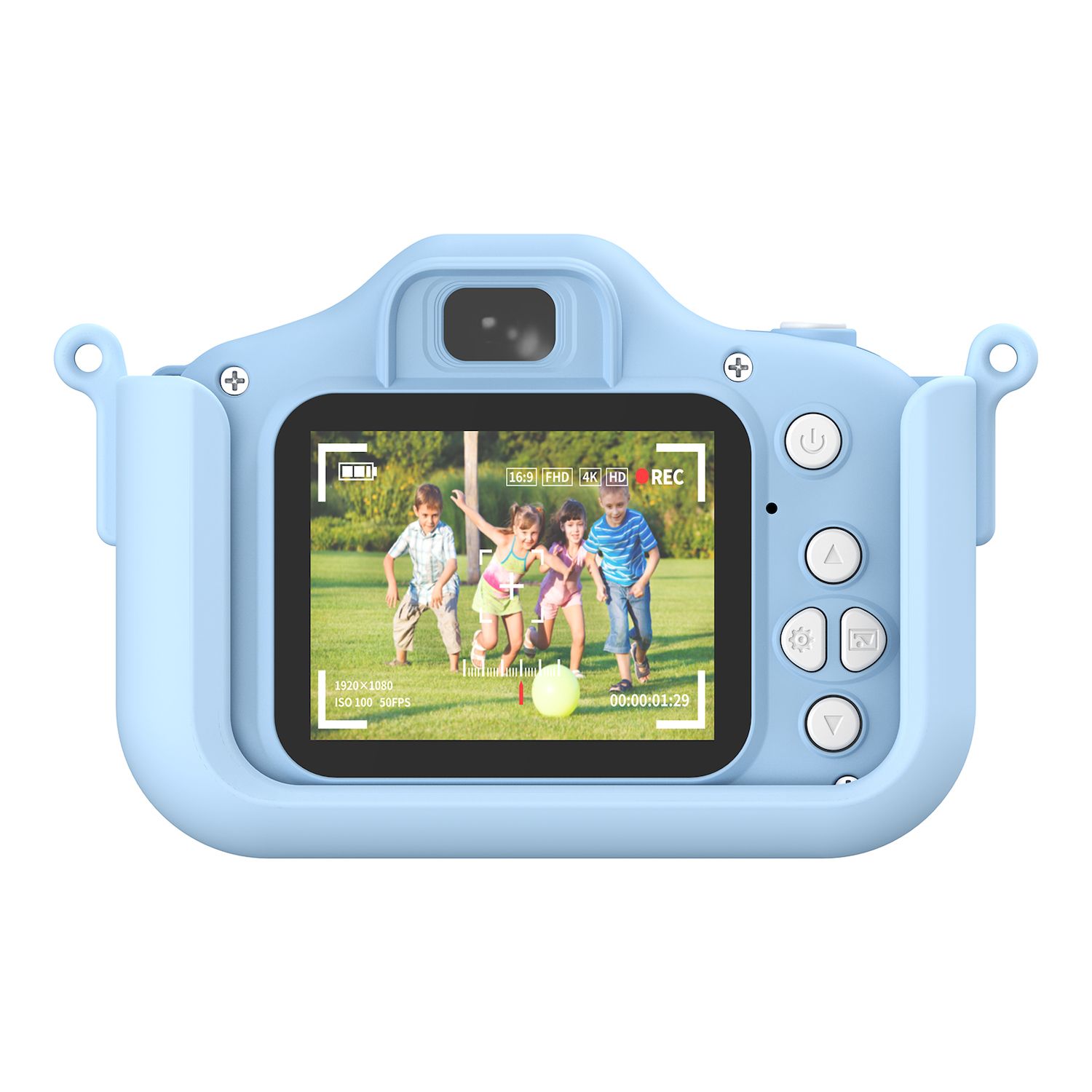 Kids Digital Camera – HD 40MP Dual Camera, Built-in Games, Filters, Blue Cartoon Design