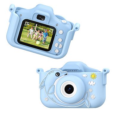 Contixo Kc3 Kids 1080p Camera w/Silicone Cover & 2" Ips Screen - Capture Fun Moments! Blue Dolphin