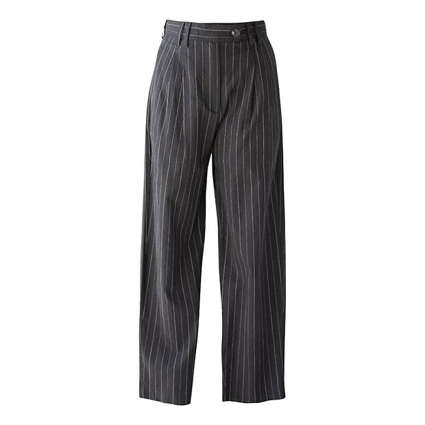 スラックス HUECLOSET T Stripe Wide Slacks 25KERO495 soerte スラックス Wide straight slacks/ワイドストレート