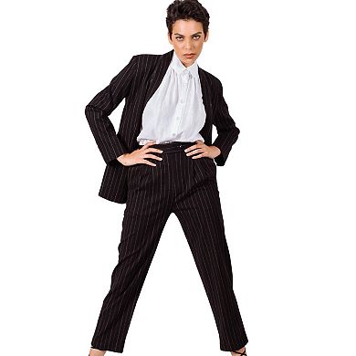 Black Pinstripes Suit Pants