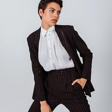 Black Pinstripes Suit Pants