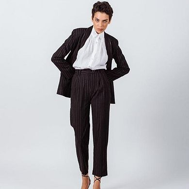 Black Pinstripes Suit Pants