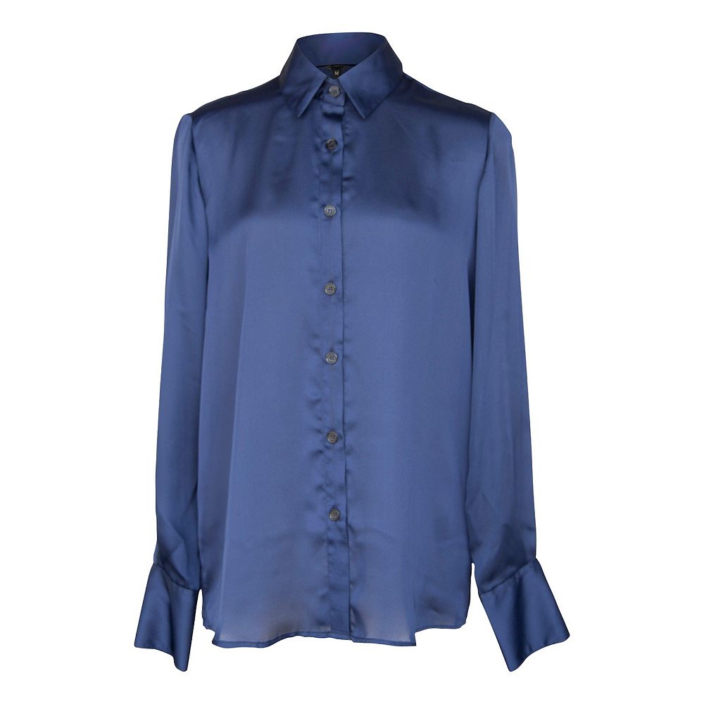 Royal Blue Silk Blouse with Round Neck main image 1