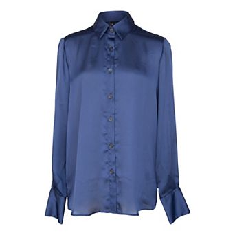 Classy Women Silk Blouse In Royal Blue