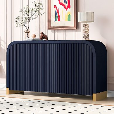 Merax 4-door Curved Corner Design Wavy Door Panel Cabinet