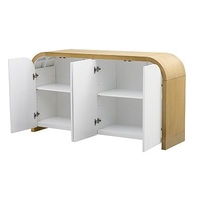 Merax 4-door Curved Corner Design Wavy Door Panel Cabinet