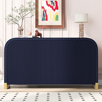 Merax 4-door Curved Corner Design Wavy Door Panel Cabinet