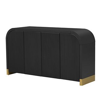 Merax 4-door Curved Corner Design Wavy Door Panel Cabinet