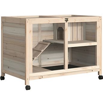 Wooden Rabbit Hutch and Pet Cage - Spacious and Durable Design for Indoor and Outdoor Use