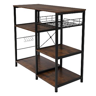 Industrial 3-Tier Bakers Rack - Kitchen Storage Cart & Microwave Oven Stand