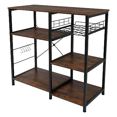 Industrial 3-Tier Bakers Rack - Kitchen Storage Cart & Microwave Oven Stand