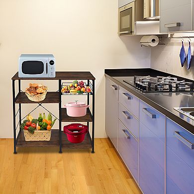 Industrial 3-Tier Bakers Rack - Kitchen Storage Cart & Microwave Oven Stand