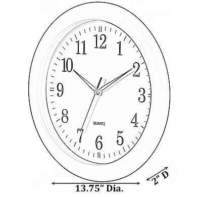 Set Of 2 13.75" Plastic Brown Round Silent, Non-ticking Battery Operated Wall Clock