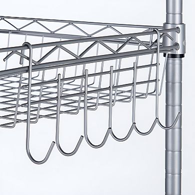 Concise 6 Layers Carbon Steel & PP Storage Rack - Silver Grey