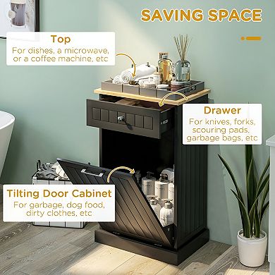 Kitchen Tilt Out Trash Bin Cabinet Free Standing Recycling Cabinet Trash Can Holder With Drawer