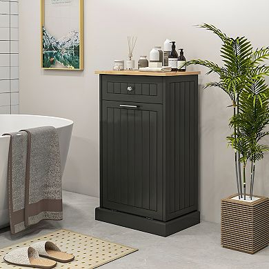 Kitchen Tilt Out Trash Bin Cabinet Free Standing Recycling Cabinet Trash Can Holder With Drawer