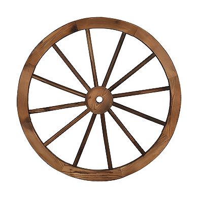 2pcs Old Western Style Garden Art Wall Decor Wooden Wagon Wheel - Brown