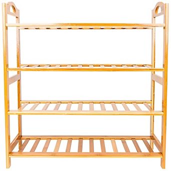 Durable 4 tier Wicker Shoe Rack - Perfect for Entryways and Closets