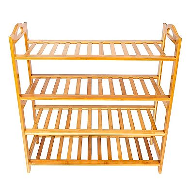 Durable 4-Tier Wicker Shoe Rack - Perfect for Entryways and Closets