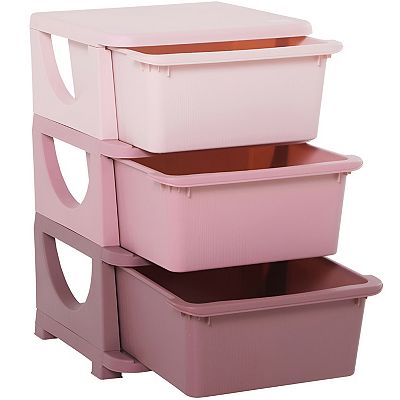 pink plastic dresser Large Pink 4 Drawer Plastic Rattan Storage Tower Unit Chest Office Home  School