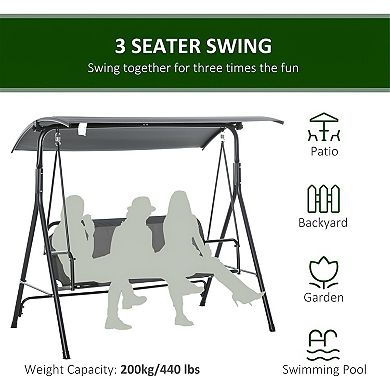 3-seat Patio Swing Chair - Grey