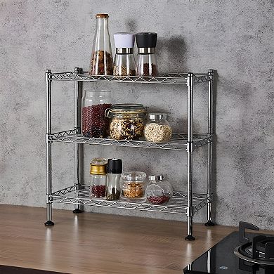 3-Tier Ultrazinc Cabinet Organizer - Durable Metal Storage Rack for Kitchen, Pantry, or Bathroom