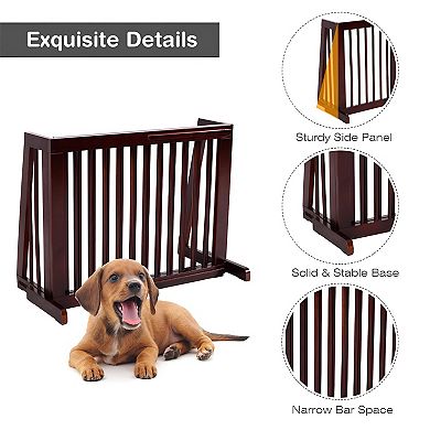 Wooden Pet Gate 3 Panels,freestanding Length Adjustable