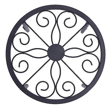 4 Plant Shelves with 4-1 Round Pattern In Black Baking Paint