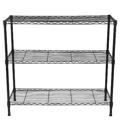 3-Tier Heavy Duty Adjustable Shelving Unit - Black Metal Rack for Home, Garage, or Office Storage