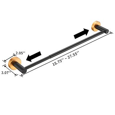 3-Piece Bathroom Hardware Set - Adjustable Towel Bar, Toilet Paper Holder, Towel Ring